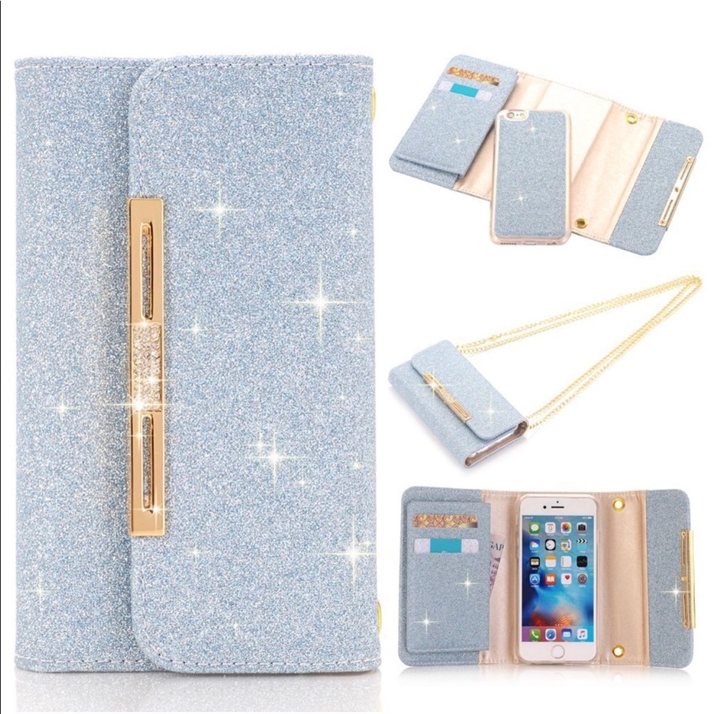 NWOT Bling blue iPhone 6plus wallet phone case